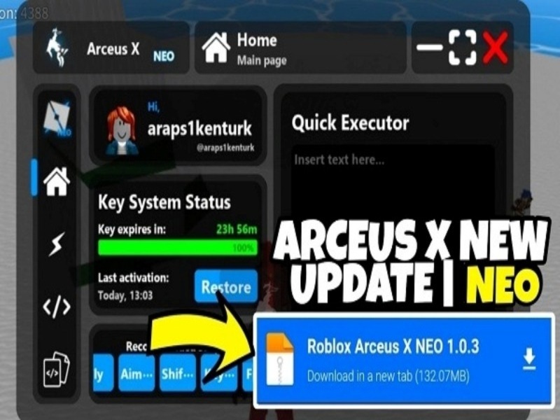 Tải Hack Arceus X Neo V1.9.2 Mới Nhất Cho Android Giao Diện Neo Mới - Hiện Đại, Mượt Mà, Dễ Sử Dụng