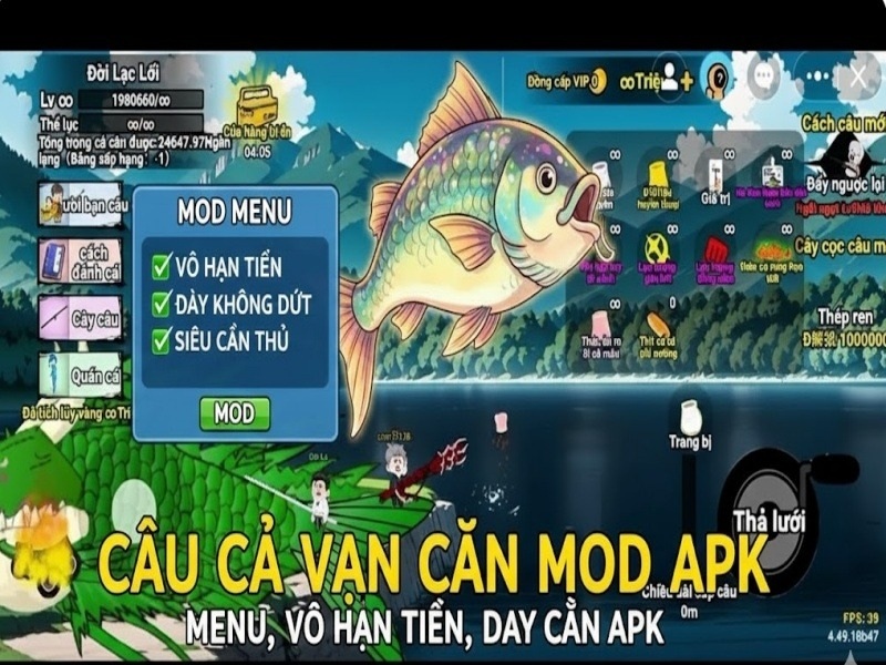 Tải Hack Câu Cá Vạn Cân (Menu, Vô Hạn Tiền, Thể Lực) V1.66.0 Tính Năng Nổi Bật Trong Hack Câu Cá Vạn Cân