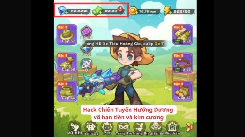 Tải Chiến Tuyến Hướng Dương Hack (Menu, Vô Hạn Tiền, Kim Cương) v1.03 Vô hạn tiền và kim cương trong Chiến Tuyến Hướng Dương