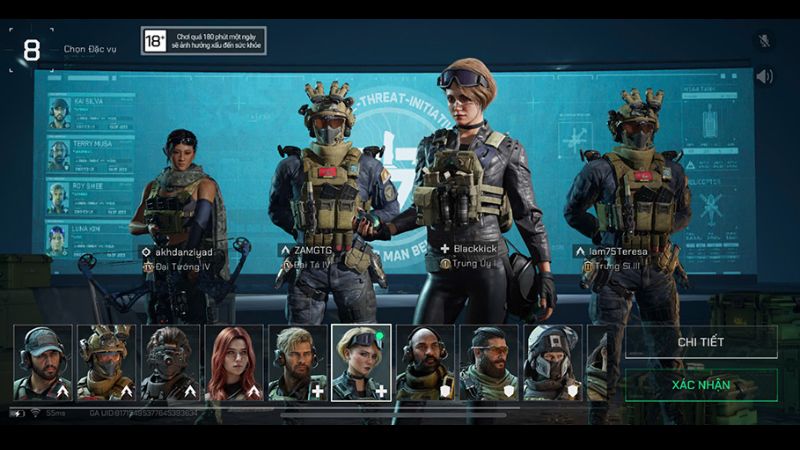 Tải Delta Force APK v1.202.37110.3901 Mới Nhất Cho Android Hệ thống nhân vật đặc nhiệm đa dạng trong Delta Force